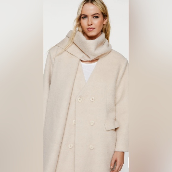 NWT Nasty Gal Oversized Wool Blend Scarf Coat Neutral Color Women Size XL - Picture 3 of 12